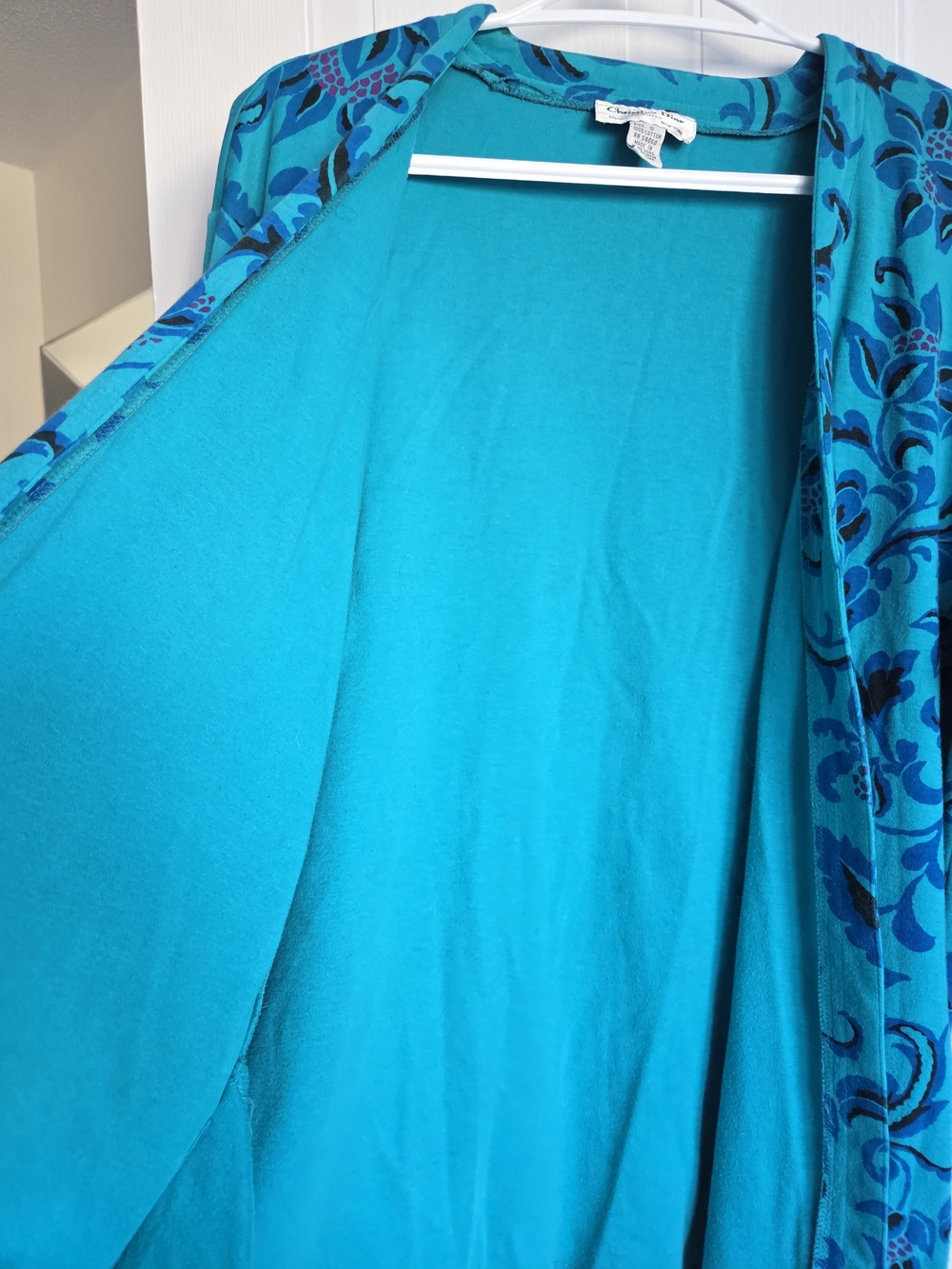 Christian Dior Separates Paris NY turquoise floral cardigan / lounge jacket - Picture 4 of 6